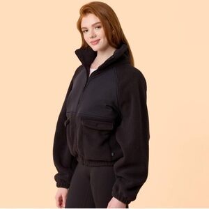 Blogilates Women's Bonfire Fleece Jacket, Full Zip, Black, Sz Large, NWT
